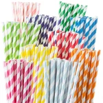 Buy cheap custom colorful striped cocktail strong big paper drinking straws wholesale coffee bulk individually packed