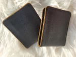 Men's bifold Black and Orange leather wallet