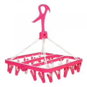 Plastic Clothes Dryer Hanger with clothespins (24 clips) for Underwear Socks Baby clothes