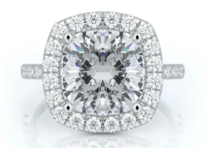 5.0 CT E VS2 Cushion Cut Lab Diamond Engagement Ring Women in 14K White Gold