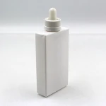 100 Ml White Hdpe Square Flat Essential Oil Bottle With Dropping Pipette