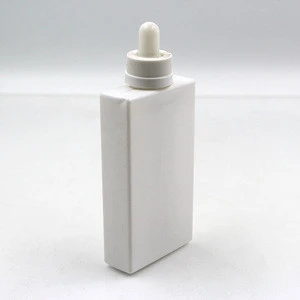 100 Ml White Hdpe Square Flat Essential Oil Bottle With Dropping Pipette