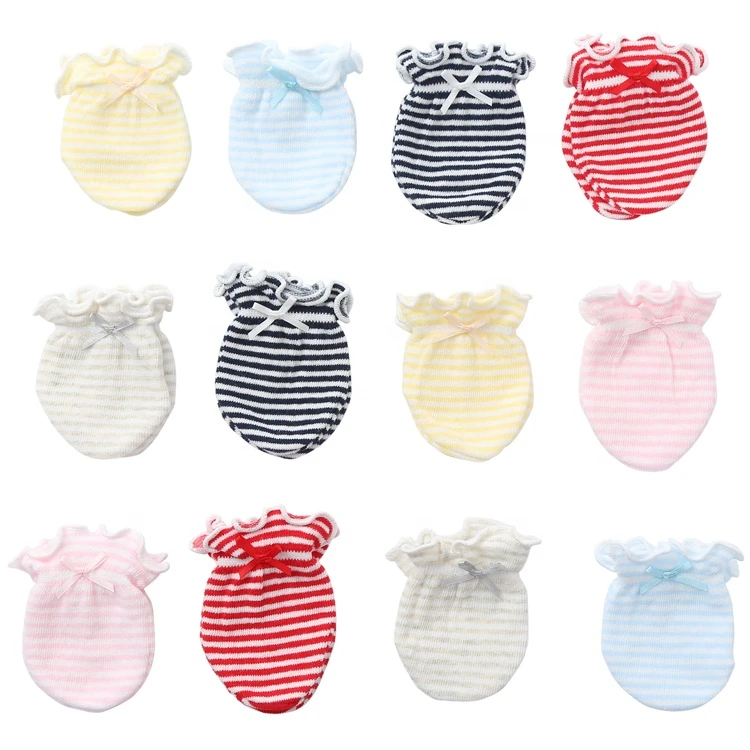 100% organic cotton knitted newborn baby mittens for pack