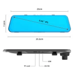 1080P WDR 9.66 Inch Streaming Media Car Rearview Mirror Camera Night Vision DVR Video Recorder Reversing Aid Dash Cam