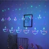 110V/220v Diwali India Fairy Divas Diya Ramadan Muslim Eid Garden Party Holiday Decoration Wall Window Led Curtain String Lights