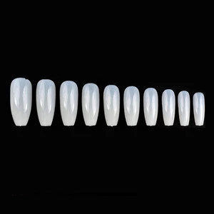 12 Size Coffin Shape French False Nails Half Cover Acrylic Artificial Fake Nails 600pcs DIY False Nail Art Tips Decors NA0002