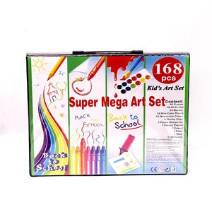 168 Pieces Back to School Deluxe Stationery art set With water color pen crayons and color pencils  for kids gift