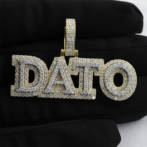18K Solid Gold Luxury Fine Jewelry Certified Pass Diamond Tester Labgrown Diamond Letter HipHop Style Charm Pendant For Men