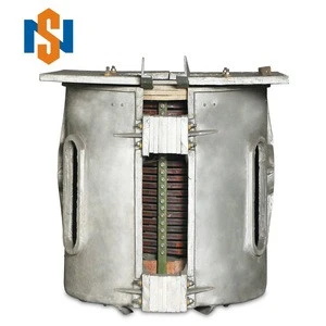 1Ton scrap metal melting  steel shell electric induction furnace