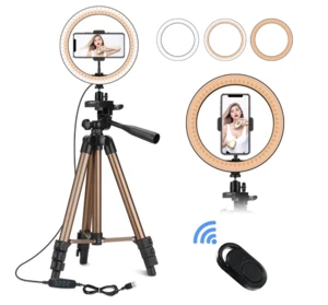 2 In 1 Tripod Make Up Streaming Ring Light With 10 Inch Ring Light
