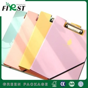 2016 new popular plastic file folder with clip recycled material with customized printing and CYMK color