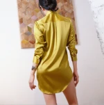 2018 Brand Female Silk Long Sleeve Nightdress Sleep Wear Loose Sleepwear Night Shirt Skirts Nightwear