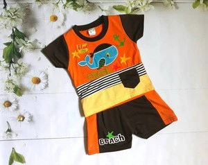 2018 New boy suit kid clothes, striped and cartoon casual wear for boy, children short clothing set.