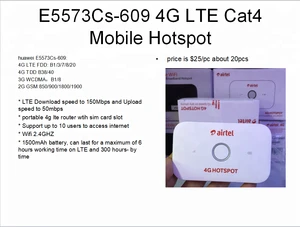 2018 Unlock HUAWEI E5573 E5573Cs-609 4g router 1500mah battery  150Mbps 4G lte