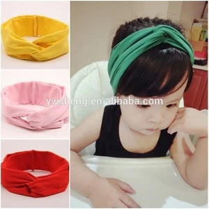 2019 baby soft elastic fabric baby headband girls custom knit knot cross headwear headband