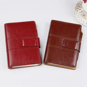 2019 new product custom leather notebook with pen slot for business gift