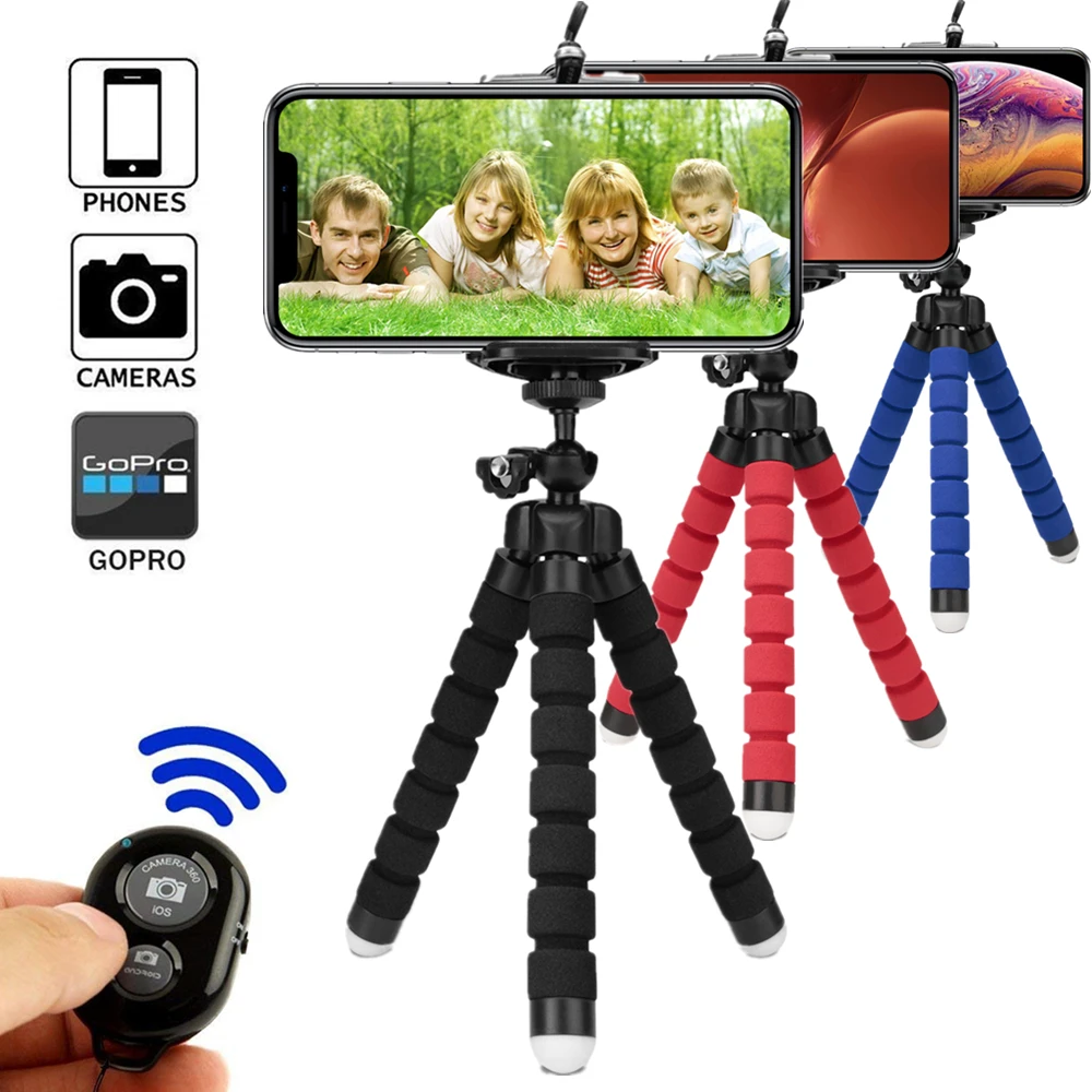 2020 drop shipping Flexible Sponge Mini Tripod With Remote Shutter For smartphone mini Camera Phone Holder clip stand