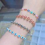 2020 Lucky Black White Red enamel Eyes Charm Bracelet Eye Beaded Bangle For Women New Fashion Jewelry Gift