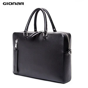 2020 New Top Custom Black Plain Nappa Real Leather Handbag for men Large Briefcase with Private Logo OEM&amp;ODM Service China
