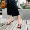 2021 Fashion Summer Transparent Crystal Design Square Toe 8CM High Heeled Shoes Women Heels