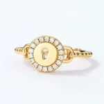 2021 New arrival vermeil gold Jewelry S925 sterling silver lock and key diamond 5A zircon adjustable rings for girlfriend gift