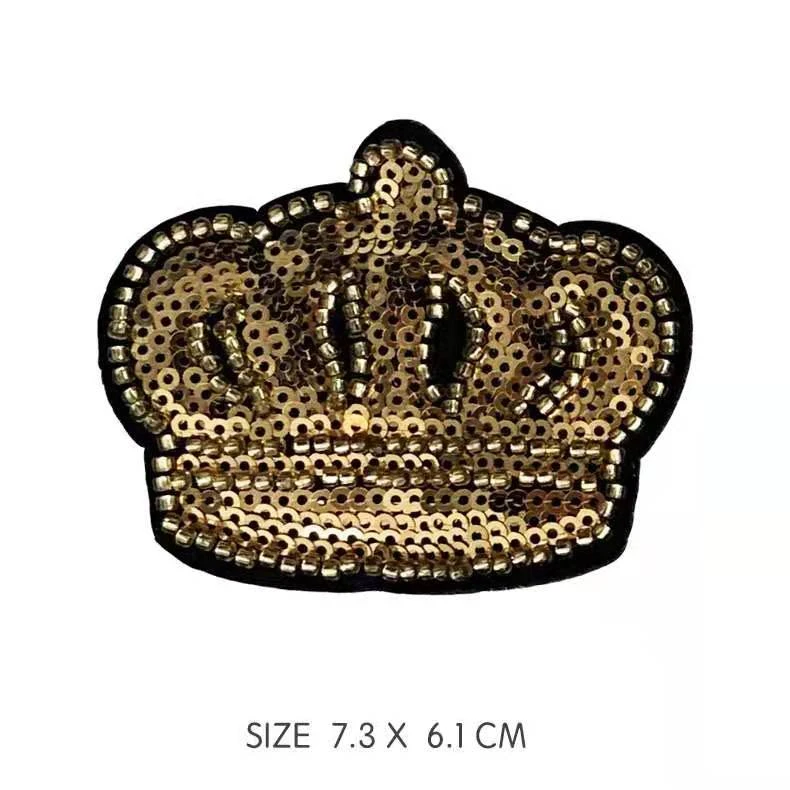 2021 New design Wholesale customized Gold sequin embroidery patch Garment Decoration  embroidery cloth iron patch