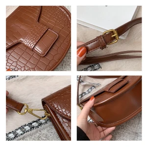 2021 new retro stone pattern women small saddle bag autumn and winter one shoulder messenger bags