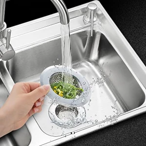 2021Amazon hot selling Large Wide Rim  Kitchen Sink Strainer Stainless Steel