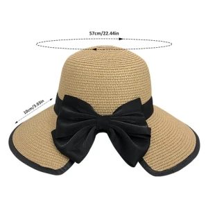 2024 New Fashion Straw Hat Custom Wide Brim Wholesale Outdoor Beach Hat Ladies Style Foldable Panama Hat With Bowknot Ribbon