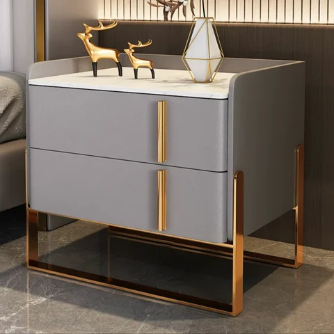 Buy 2024 New Scandinavian Modern Bedroom Nightstand Wooden Frame Metal ...