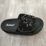 2024 Summer New Style Womens Sandals Soft Wear Womens Flat Slippers Silver sequin Womens slippers Summer fashion slippers