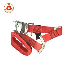 2&#39;&#39; ratchet strap E track logistic strap tie down with E track hooks