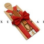 2Pcs Baby Boys Suspenders Kids New Elastic Adjustable Suspenders with Bowtie Set Children Stripe Suspender for Wedding