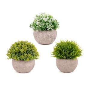3  Pcs Mini Potted Plants with  Small Artificial Succulents plants  For Decoration Office Home