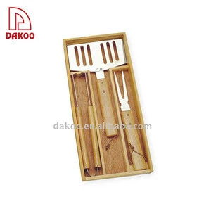 3 pcs Wood Handle BBQ Tools in box
