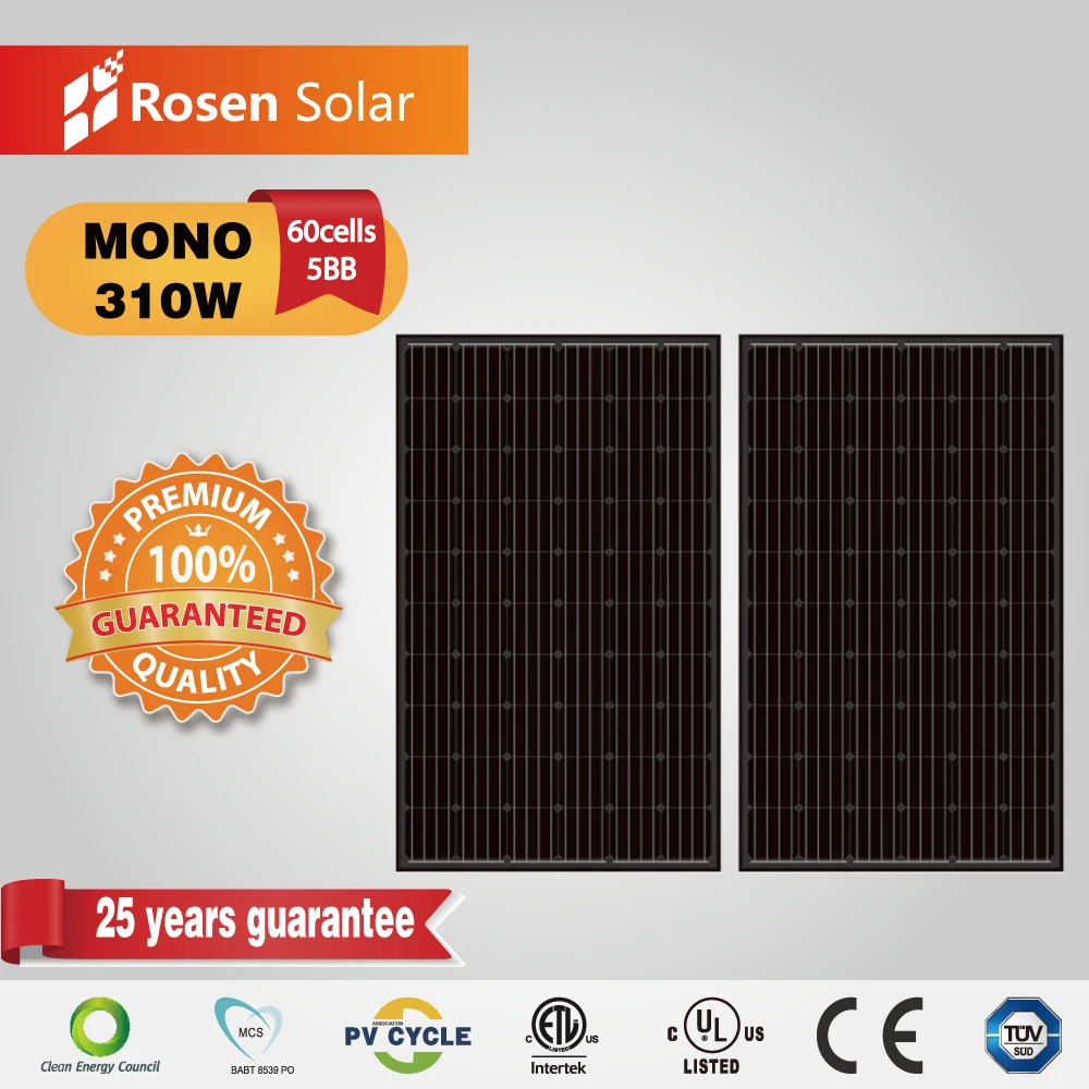 310watt China Perc Monocrystalline 5bb Black Solar Panels