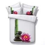 3D bedding Beautiful Spa style Purple orchid and bamboo 3d quilt cover set