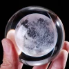 3D Moon Crystal Ball LED Base Laser Engraved Glass Globe Home Decoration Craft Sphere Ornament
