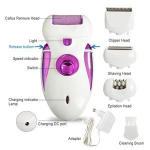 4 in 1 Rechargeable Callus Remover with Removable Head Hair Clipper/Lady Shaver and Epilator