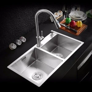 4mm top double bowl kitchen sink stainless steel sink with brushed surface