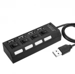 4Ports USB2.0 HUB Super Speed 5Gbps USB HUB 3.0 Power On/Off Switch LED