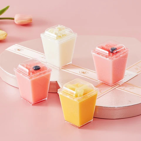 5OZ clear dessert container frosted plastic yunding cup with magnetic lids