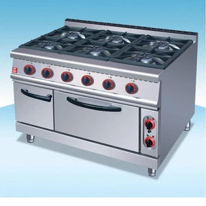 6 Burners Gas Range With Gas Oven ZH-TQ-6 high quality hotel kitchen cooking equipment