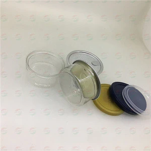 65X30mm 100ml Transparent Color Cannabi Jar PET Can With Easy Open Lid And Plastic Cap