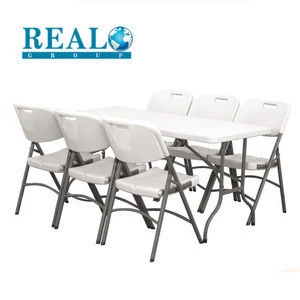 6FT HDPE plastic small folding portable metal steel frame table on sale