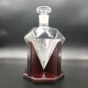 750ml 1000ml whiskey wine decanter set with wooden base