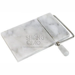 8&quot; Marble Cheese Slicer &amp; Serving Tray, Gray Marble with Steel Arm Kitchen Use Genuine Marble cheese board with slicer wire