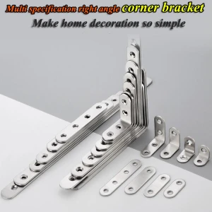 90 degree L-shape right angle stainless steel  furniture shelf corner bracket for countertops bed table chair