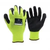 A LF316 13 gauge polyester high visible seamless liner high elastic latex foam coated work glove heat resistant safety glove