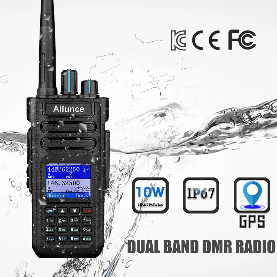 Ailunce HD1 3000CH Walkie Talkie DMR Digital Ham Two way Radio 10W  Waterproof program GPS walkie talkie